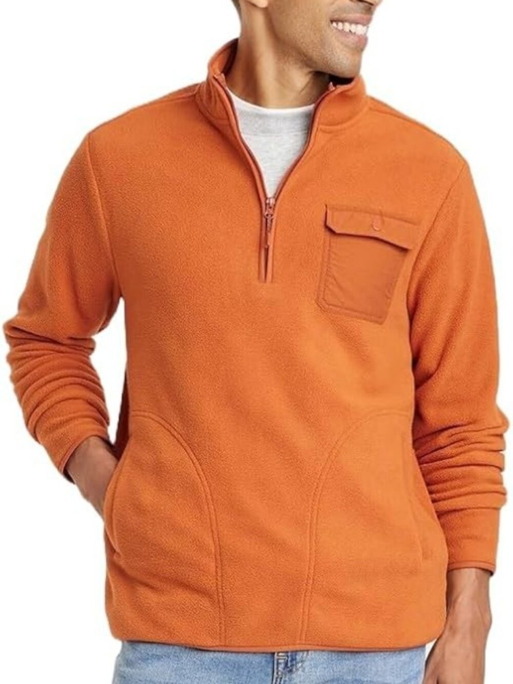 Goodfellow & Co Fleece Quarter Zip Pullover Orange Medium NWT